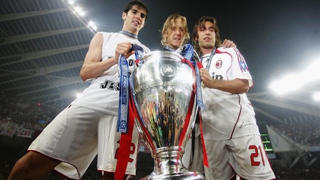 Kaká, Ambrosini and Pirlo win the UCL with Milan in 2007